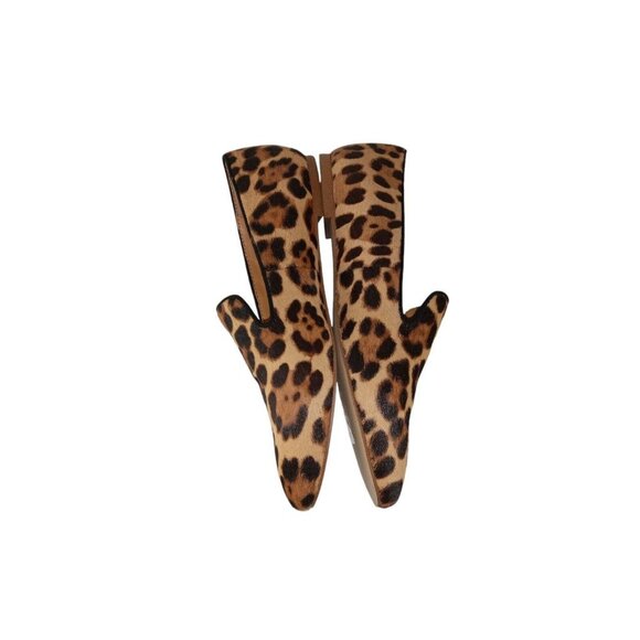 J. Crew Loafers Women's Brown Black Calf Fur Leopard Print Flats Shoes sz 8 - Picture 4 of 11